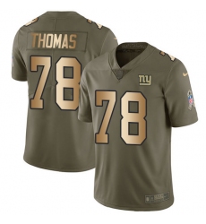 Men's New York Giants #78 Andrew Thomas Olive Gold Stitched NFL Limited 2017 Salute To Service Jersey