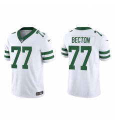 Men's Nike New York Jets #77 Mekhi Becton White 2023 F.U.S.E. Vapor Limited Throwback Stitched Football Jersey