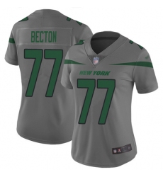 Women's New York Jets #77 Mekhi Becton Gray Stitched Limited Inverted Legend Jersey