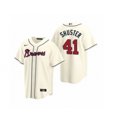 Women Atlanta Braves #41 Jared Shuster Cream 2020 MLB Draft Replica Alternate Jersey
