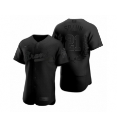 Men Warren Spahn Atlanta Braves #21 Black Awards Collection Retirement Jersey
