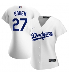 Women's Los Angeles Dodgers #27 Trevor Bauer White Nike Royal Alternate Official Replica Player Jersey