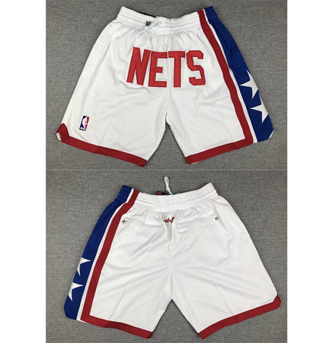 Men's Brooklyn Nets Retro White Shorts (Run Smaller)