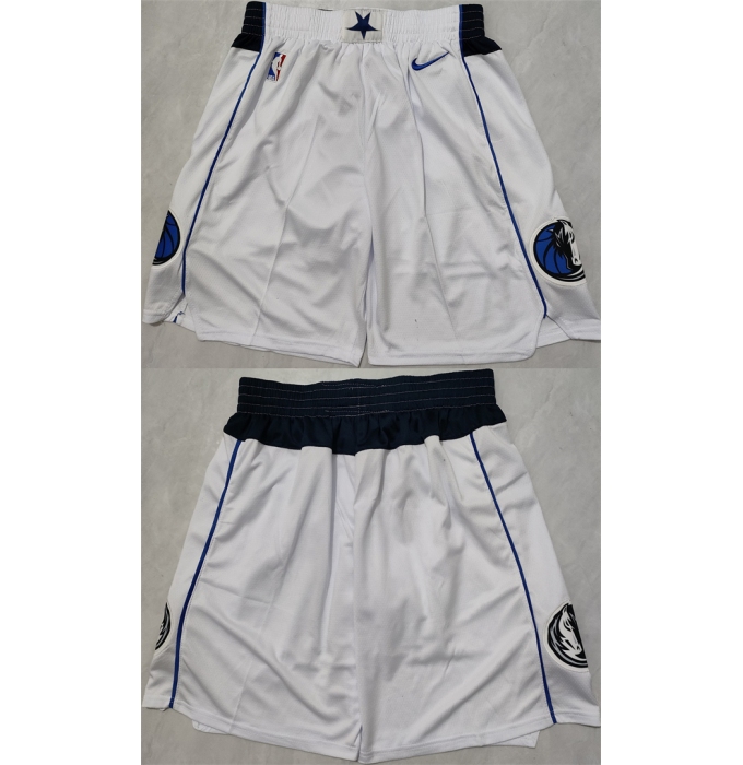 Men's Dallas Mavericks White Shorts (Run Small)