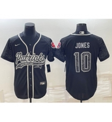 Men's New England Patriots #10 Mac Jones Black Reflective With Patch Cool Base Stitched Baseball Jersey