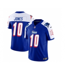 Men's Nike New England Patriots #10 Mac Jones Blue White 2023 F.U.S.E. Vapor Limited Football Stitched Jersey