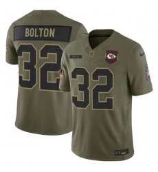Men's Kansas City Chiefs #32 Nick Bolton Olive 2025 Salute to Service Limited Football Stitched Jersey