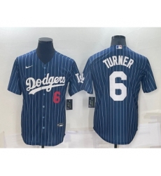 Men's Los Angeles Dodgers #6 Trea Turner Navy Cool Base Stitched Baseball Jersey
