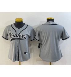 Women's Las Vegas Raiders Blank Grey With Patch Cool Base Stitched Baseball Jersey