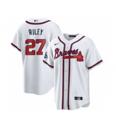 Men's Atlanta Braves #27 Austin Riley 2021 White World Series Champions Cool Base Stitched Jersey