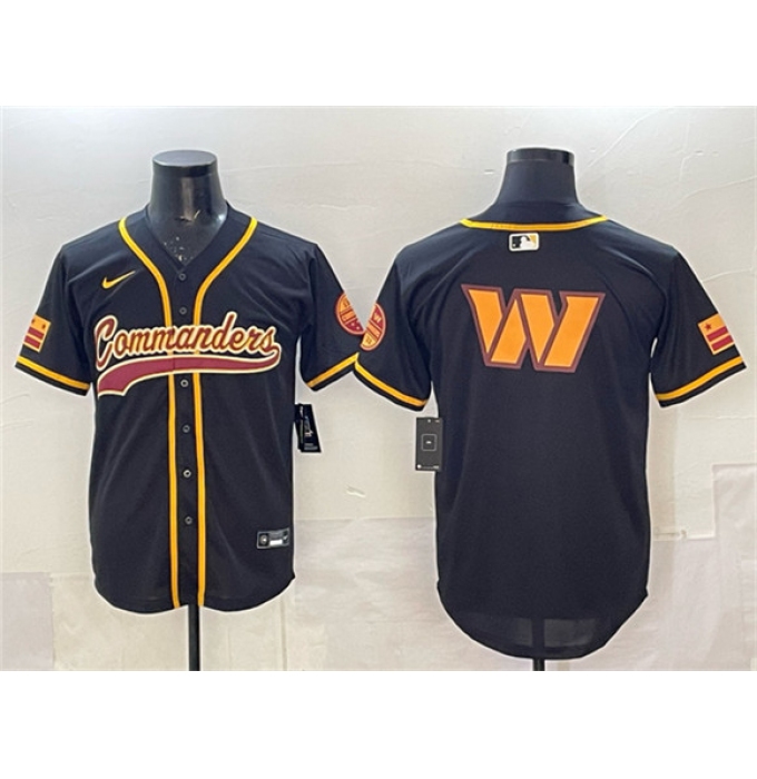 Men's Washington Commanders Team Big Logo Black Limited Stitched Baseball Jersey