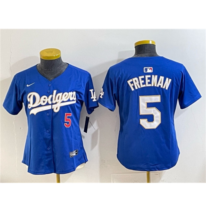 Youth Los Angeles Dodgers #5 Freddie Freeman Royal Gold Limited Stitched Baseball Jersey