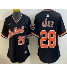 Women's Detroit Tigers #28 Javier Baez Black Stadium Jersey