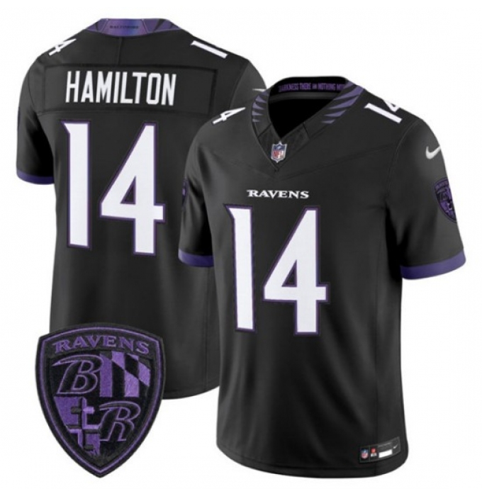 Men's Baltimore Ravens #14 Kyle Hamilton Black 2026 F.U.S.E. Alternate Vapor Limited Football Stitched Jersey