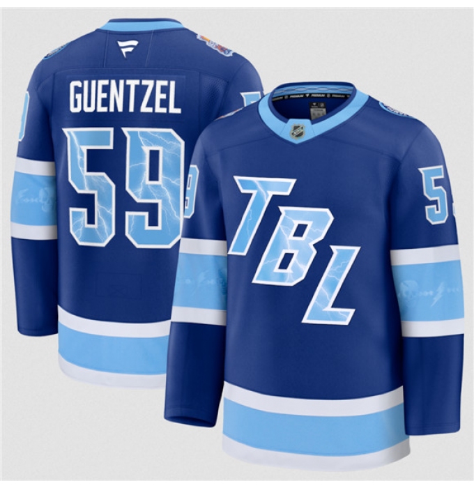 Men's Tampa Bay Lightning #59 Jake Guentzel Blue 2026 Stadium Series Stitched Jersey