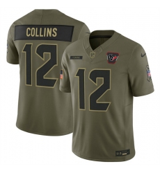 Men's Houston Texans #12 Nico Collins Olive 2025 F.U.S.E. Salute to Service Limited Football Stitched Jersey