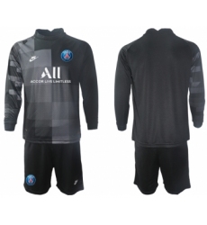 Men 2021-2022 Club Paris St German black goalkeeper Long Sleeve blank Soccer Jersey