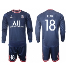 Men 2021-2022 Club Paris St German home blue Long Sleeve 18 Soccer Jersey