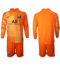 Men 2021-2022 Club Paris St German orange red goalkeeper Long Sleeve blank Soccer Jersey