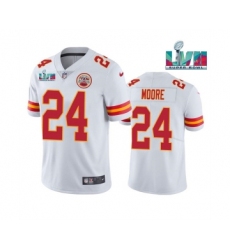Men's Kansas City Chiefs #24 Skyy Moore White Super Bowl LVII Patch Vapor Untouchable Limited Stitched Jersey