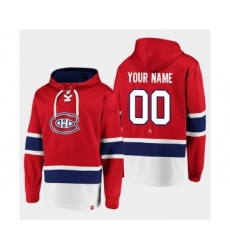 Men's Montreal Canadiens Active Player Custom Red Ageless Must-Have Lace-Up Pullover Hoodie