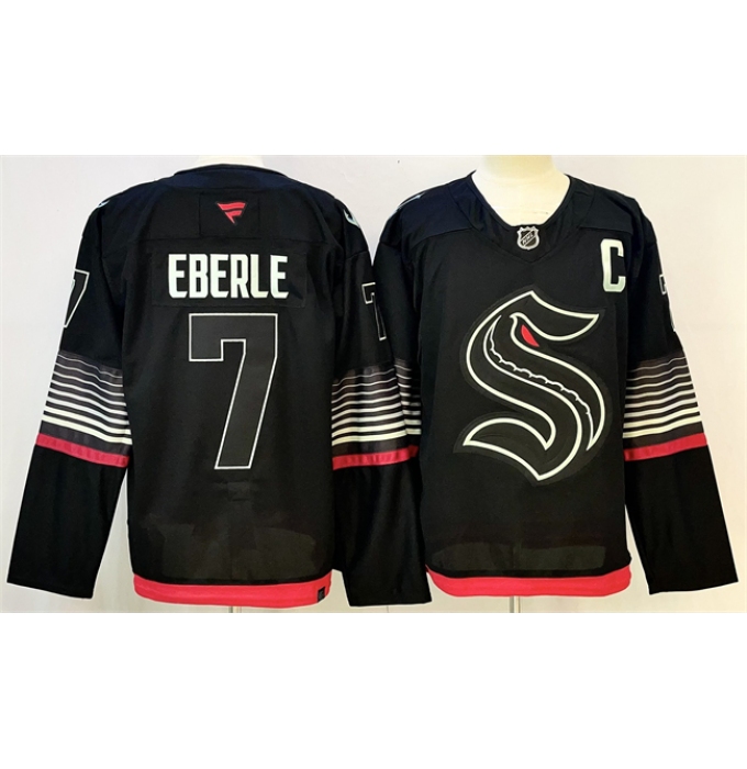 Men's Seattle Kraken #7 Jordan Eberle Black 2026 Alternate Stitched Hockey Jersey
