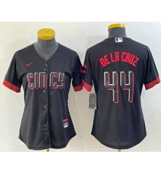 Women's Nike Cincinnati Reds #44 Elly De La Cruz Black 2023 City Connect Cool Base Stitched Baseball Jersey1