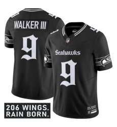 Men's Seattle Seahawks #9 Kenneth Walker III Black 2025 F.U.S.E. 'Gothic Rain City Shadows Edition' Vapor Limited Football Stitched Jersey