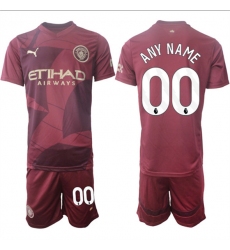 Men's Manchester City Custom 2024-25 Burgundy Third Soccer Jersey Suit