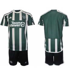 Men's Manchester United Blank Green 2023-24 Away Soccer Jersey