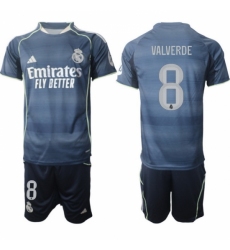 Men Real Madrid 2026 Soccer Jerseys DarkBlue #8 VALVERDE