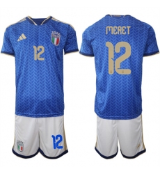 Men's Italy #12 MERET National Team FIFA x World Cup 2026 Home Blue On Field Jerseys