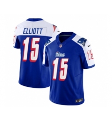 Men's Nike New England Patriots #15 Ezekiel Elliott Blue White 2023 F.U.S.E. Vapor Limited Football Stitched Jersey