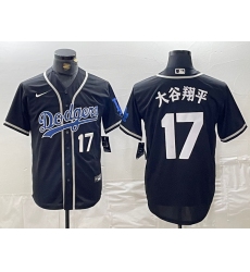 Men's Brooklyn Dodgers #17 大谷翔平 Black Cool Base With Stitched Baseball Jersey