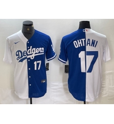 Men's Los Angeles Dodgers #17 Shohei Ohtani Number White Blue Two Tone Stitched Baseball Jersey