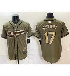 Mens Los Angeles Dodgers #17 Shohei Ohtani Olive 2026 Armed Forces Day Stitched Baseball Jersey