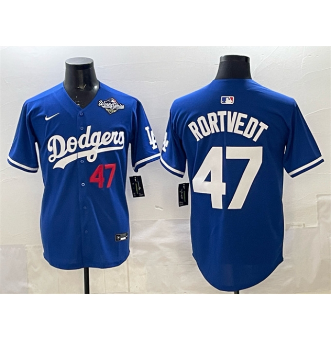 Men's Los Angeles Dodgers #47 Ben Rortvedt Royal 2025 World Series Limited Stitched Baseball Jersey