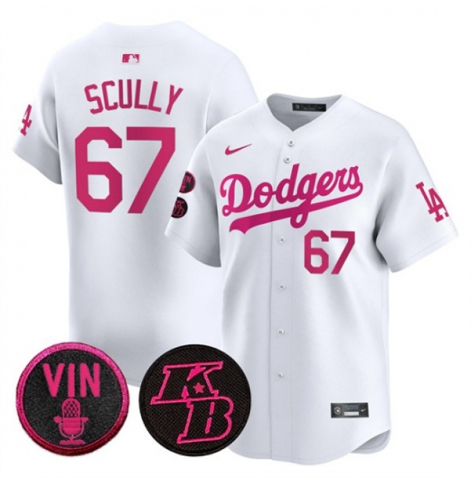 Men's Los Angeles Dodgers #67 Vin Scully White 2026 Mother’s Day Vapor Premier Limited Stitched Baseball Jersey
