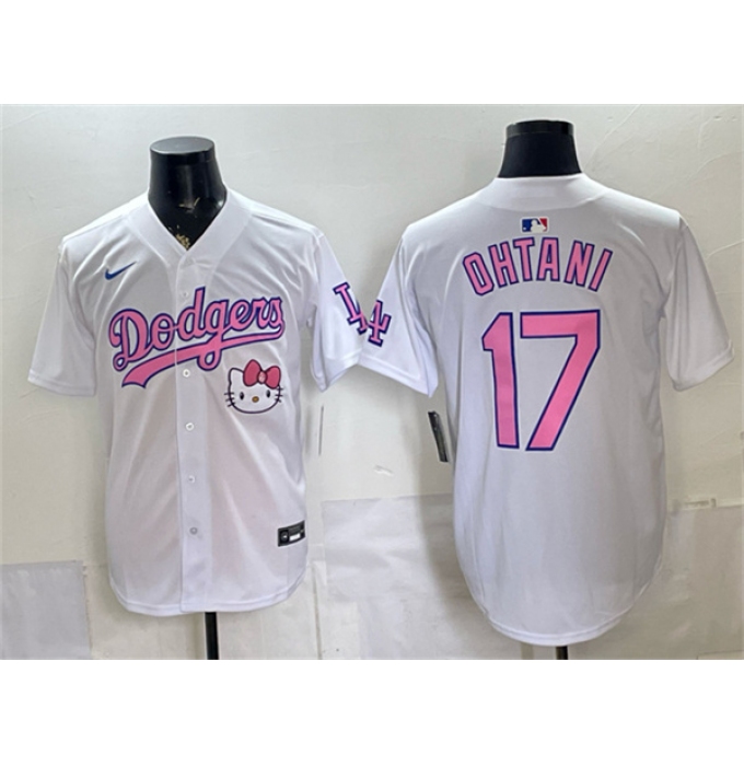 Women's Los Angeles Dodgers #17 Shohei Ohtani White 2025 Hello Kitty Vapor Limited Stitched Baseball Jersey(Run Small)