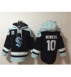 Men's Seattle Kraken #10 Matty Beniers Black Ageless Must-Have Lace-Up Pullover Hoodie