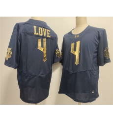 Men's Notre Dame Fighting Irish #4 Jeremiyah Love Navy With Name Limited Stitched Jersey