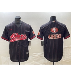 Men's San Francisco 49ers Black Team Big Logo With Cool Base Stitched Baseball Jerseys1
