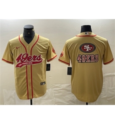 Men's San Francisco 49ers Gold Team Big Logo With Cool Base Stitched Baseball Jersey
