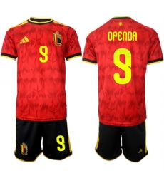 Men's Belgium National Team #9 Lois Openda Red 2026 World Cup Home Soccer Jersey Suit