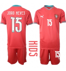 Youth Portugal #15 JOAO NEVES National Team FIFA x World Cup 2026 Home Red On Eusebio special edition Kids Jersey