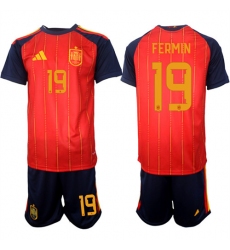 Men's Spain #19 FERMIN National Team FIFA x World Cup 2026 Home Red On Field Jerseys