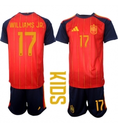 Youth Spain #17 WILLIAMS JR. National Team FIFA x World Cup 2026 Home Red On Field Kids Jerseys