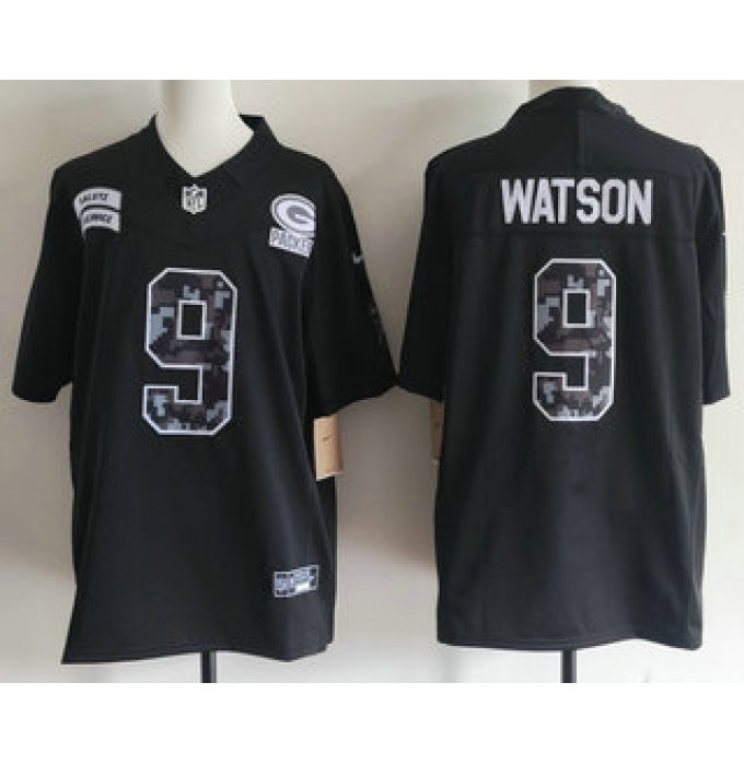 Men's Green Bay Packers #9 Christian Watson Limited Black FUSE 2026 Salute To Service Jersey