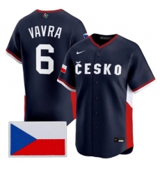 Men's Czech Republic Baseball #6 Terrin Vavra Nike Navy 2026 World Baseball Classic Jersey