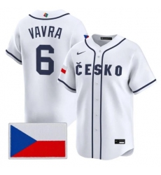 Men's Czech Republic Baseball #6 Terrin Vavra Nike White 2026 World Baseball Classic Jersey